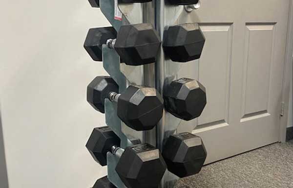 Industrial Dumbbell Rack and Hex Dumbbells – USED